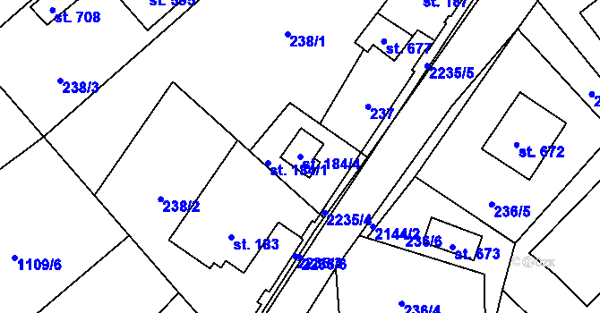 Parcela st. 184/4 v KÚ Veřovice, Katastrální mapa