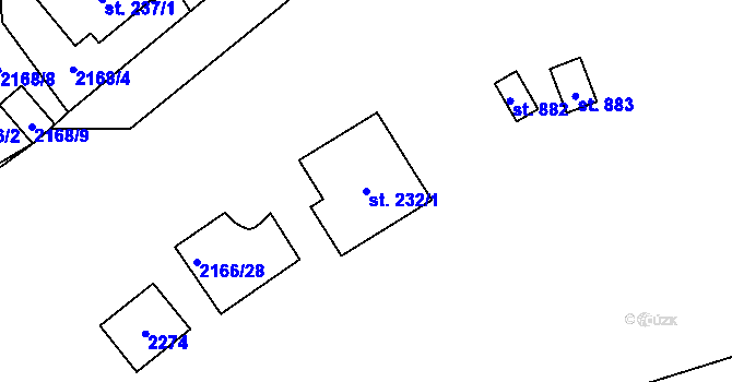 Parcela st. 232/1 v KÚ Veřovice, Katastrální mapa