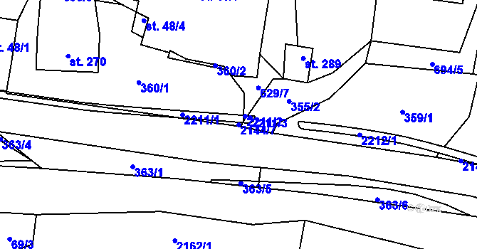 Parcela st. 2144/7 v KÚ Veřovice, Katastrální mapa