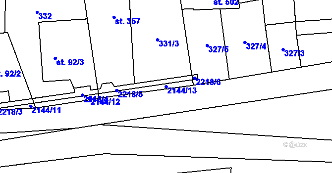 Parcela st. 2144/13 v KÚ Veřovice, Katastrální mapa