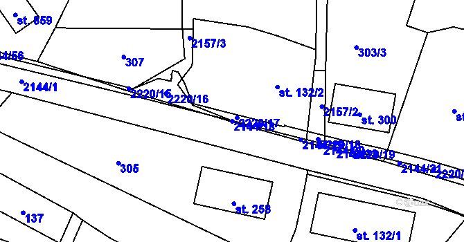 Parcela st. 2144/18 v KÚ Veřovice, Katastrální mapa