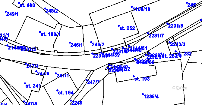 Parcela st. 2144/39 v KÚ Veřovice, Katastrální mapa