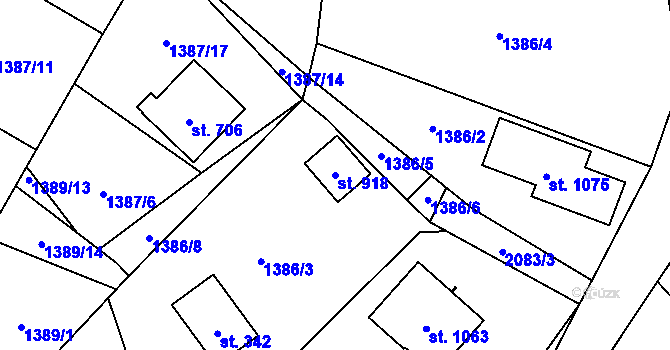 Parcela st. 918 v KÚ Veřovice, Katastrální mapa