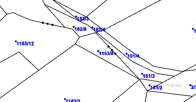 Parcela st. 1153/8 v KÚ Veřovice, Katastrální mapa