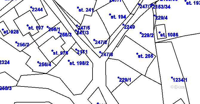Parcela st. 247/8 v KÚ Veřovice, Katastrální mapa