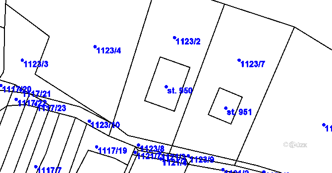 Parcela st. 950 v KÚ Veřovice, Katastrální mapa