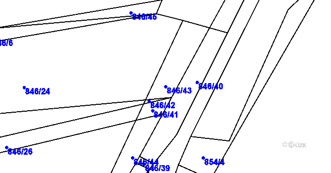 Parcela st. 846/43 v KÚ Veřovice, Katastrální mapa
