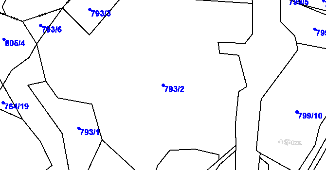 Parcela st. 793/2 v KÚ Veřovice, Katastrální mapa