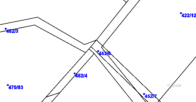 Parcela st. 452/6 v KÚ Veřovice, Katastrální mapa