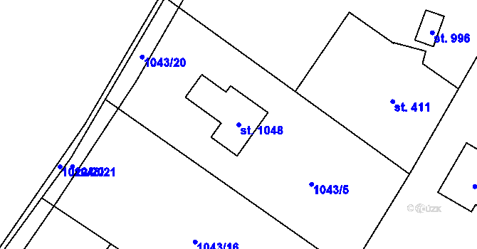 Parcela st. 1048 v KÚ Veřovice, Katastrální mapa