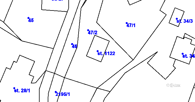Parcela st. 1122 v KÚ Veřovice, Katastrální mapa