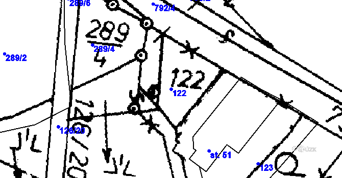 Parcela st. 122 v KÚ Vesce u Dačic, Katastrální mapa