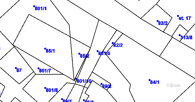 Parcela st. 801/5 v KÚ Vesce u Dačic, Katastrální mapa