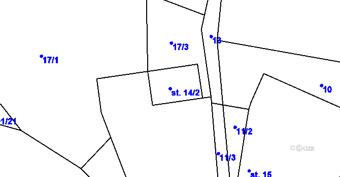 Parcela st. 14/2 v KÚ Čeraz, Katastrální mapa