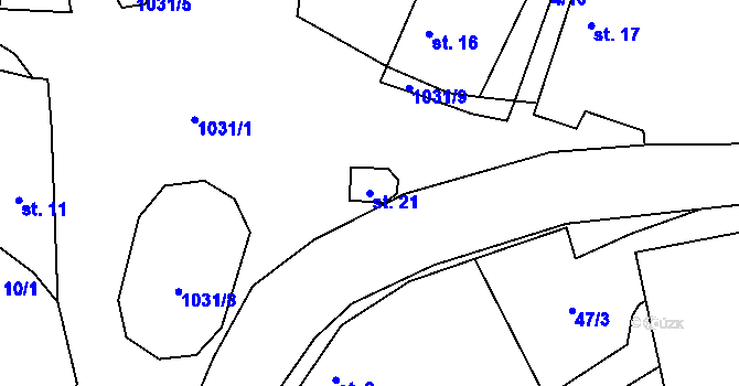 Parcela st. 21 v KÚ Čeraz, Katastrální mapa