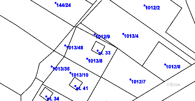 Parcela st. 33 v KÚ Čeraz, Katastrální mapa
