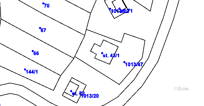 Parcela st. 43/1 v KÚ Čeraz, Katastrální mapa