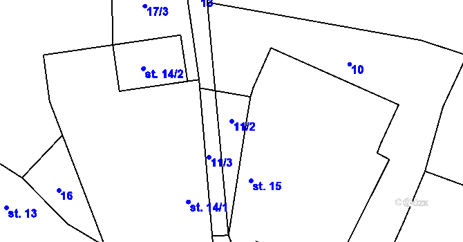 Parcela st. 11/2 v KÚ Čeraz, Katastrální mapa