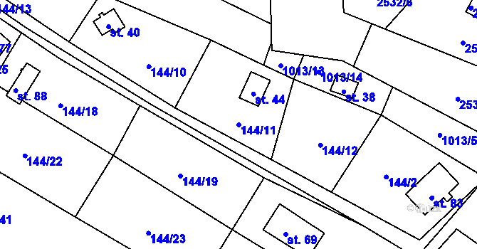 Parcela st. 144/11 v KÚ Čeraz, Katastrální mapa