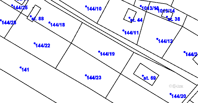 Parcela st. 144/19 v KÚ Čeraz, Katastrální mapa