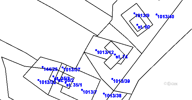 Parcela st. 1013/12 v KÚ Čeraz, Katastrální mapa