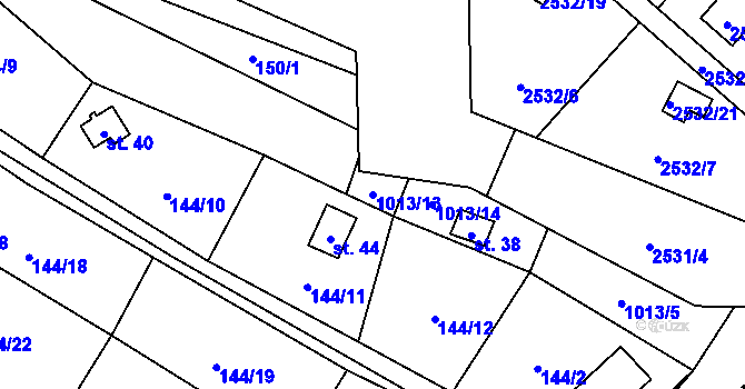 Parcela st. 1013/13 v KÚ Čeraz, Katastrální mapa