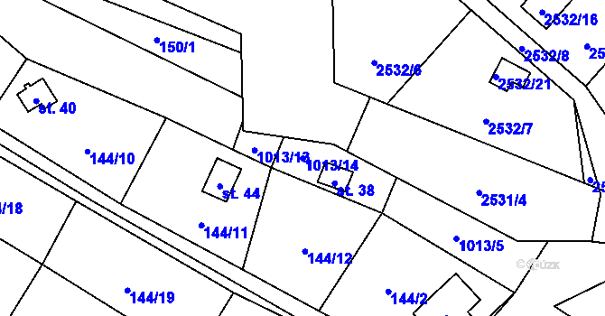 Parcela st. 1013/14 v KÚ Čeraz, Katastrální mapa