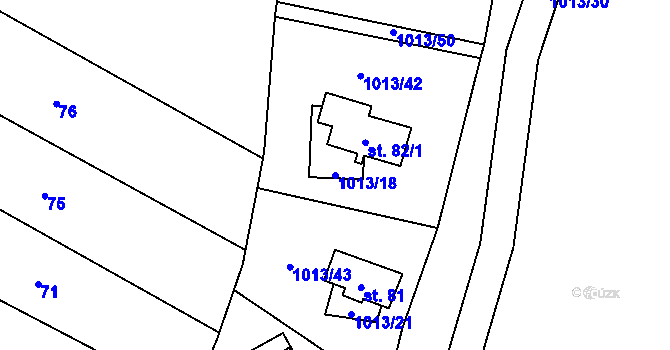 Parcela st. 1013/18 v KÚ Čeraz, Katastrální mapa