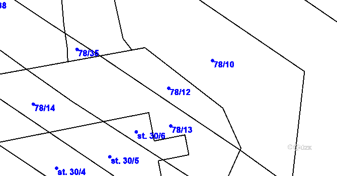 Parcela st. 78/12 v KÚ Čeraz, Katastrální mapa
