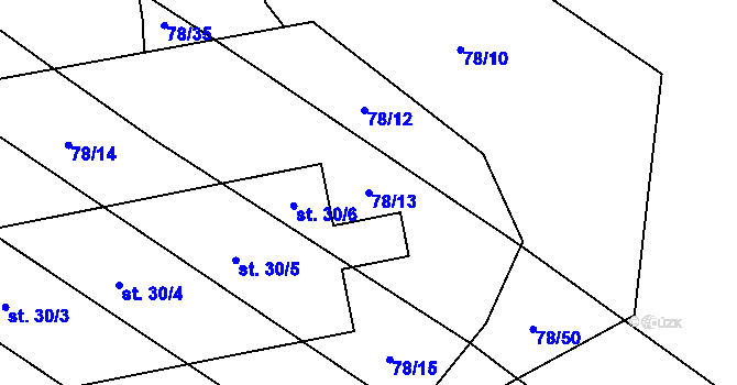 Parcela st. 78/13 v KÚ Čeraz, Katastrální mapa