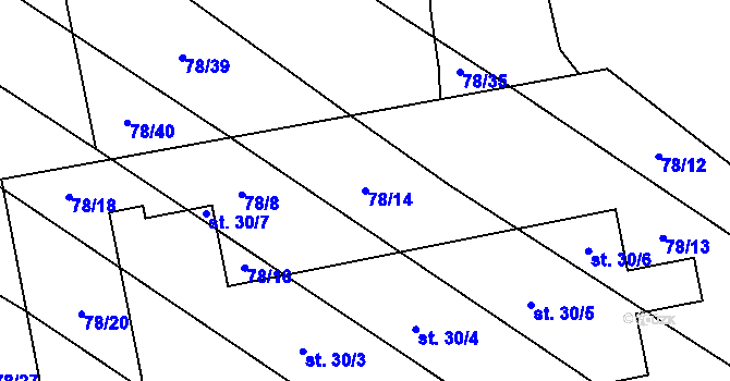 Parcela st. 78/14 v KÚ Čeraz, Katastrální mapa