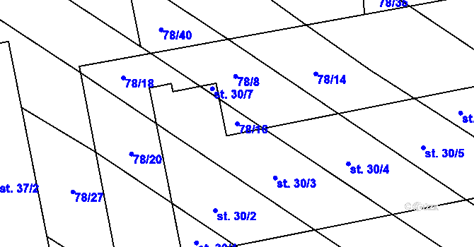 Parcela st. 78/16 v KÚ Čeraz, Katastrální mapa