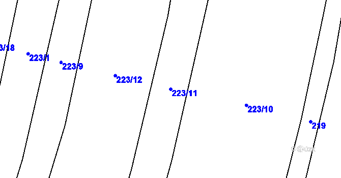 Parcela st. 223/11 v KÚ Čeraz, Katastrální mapa