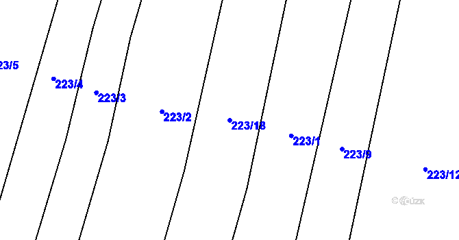 Parcela st. 223/18 v KÚ Čeraz, Katastrální mapa