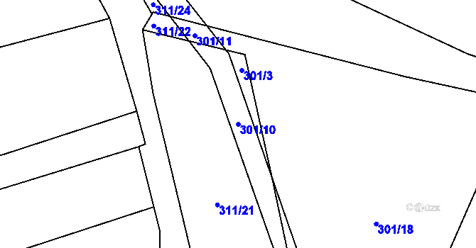 Parcela st. 301/10 v KÚ Čeraz, Katastrální mapa