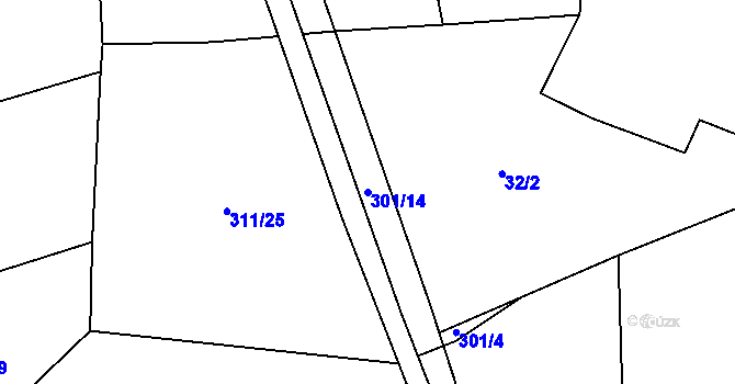 Parcela st. 301/14 v KÚ Čeraz, Katastrální mapa