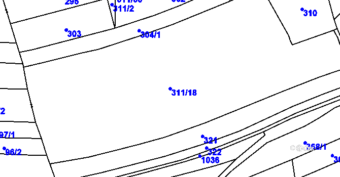 Parcela st. 311/18 v KÚ Čeraz, Katastrální mapa