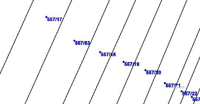 Parcela st. 557/18 v KÚ Čeraz, Katastrální mapa