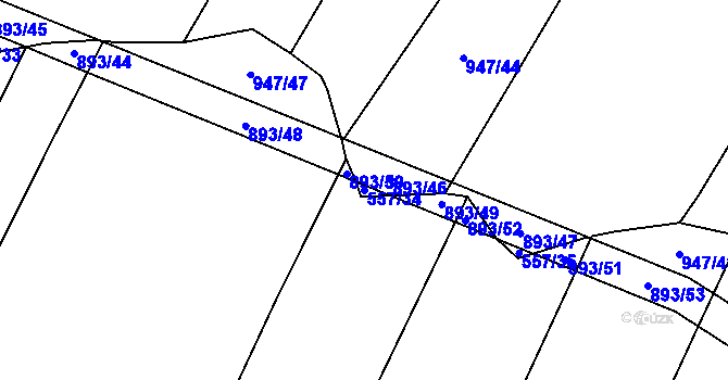 Parcela st. 557/34 v KÚ Čeraz, Katastrální mapa