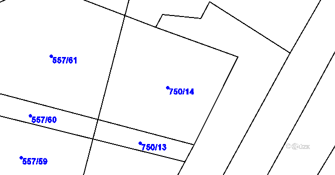 Parcela st. 750/14 v KÚ Čeraz, Katastrální mapa