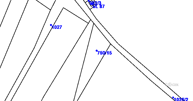 Parcela st. 750/15 v KÚ Čeraz, Katastrální mapa