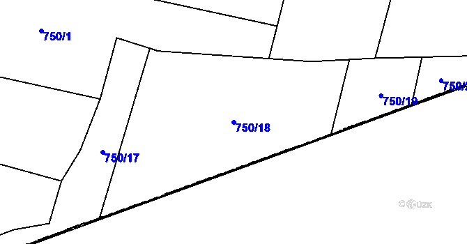 Parcela st. 750/18 v KÚ Čeraz, Katastrální mapa