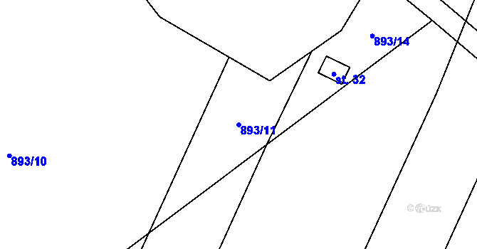 Parcela st. 893/11 v KÚ Čeraz, Katastrální mapa