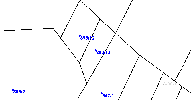 Parcela st. 893/13 v KÚ Čeraz, Katastrální mapa