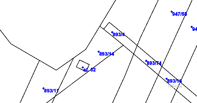 Parcela st. 893/14 v KÚ Čeraz, Katastrální mapa