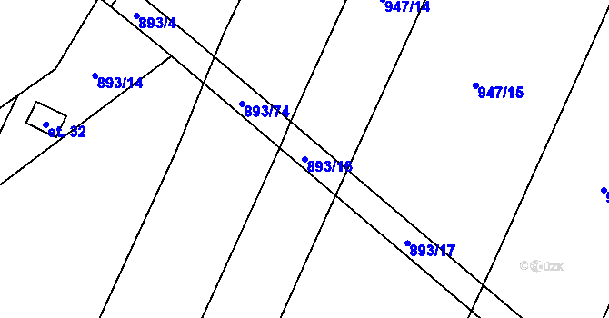 Parcela st. 893/16 v KÚ Čeraz, Katastrální mapa