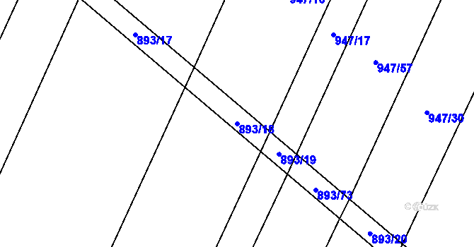 Parcela st. 893/18 v KÚ Čeraz, Katastrální mapa