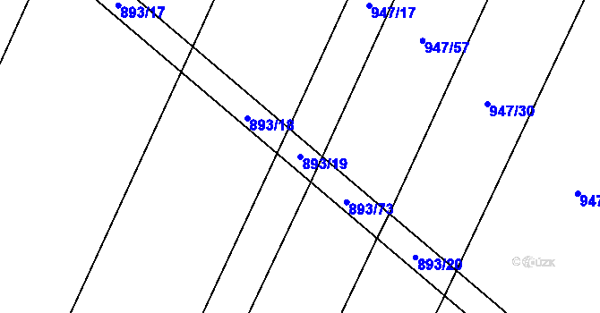 Parcela st. 893/19 v KÚ Čeraz, Katastrální mapa