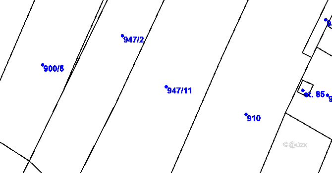 Parcela st. 947/11 v KÚ Čeraz, Katastrální mapa