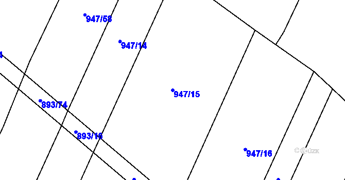 Parcela st. 947/15 v KÚ Čeraz, Katastrální mapa